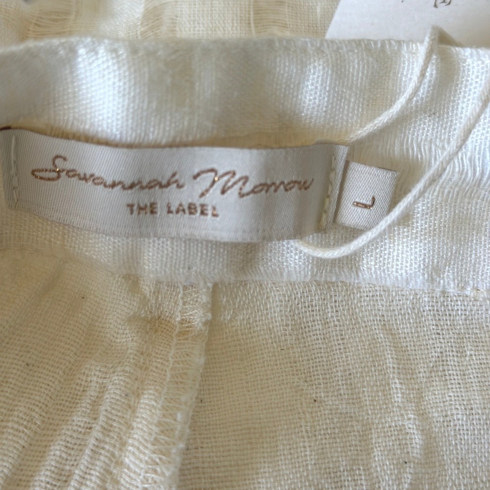 Savannah Morrow Dylan Shorts Cream Handloom 100% Linen High Waisted NWT Large - Picture 4 of 14